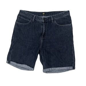 Lee Black Cuffed Hem Long Boyfriend Jean Shorts Size 29 Women’s